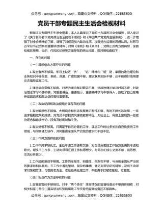 党员干部专题民主生活会检视材料