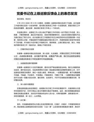 党委书记在上级巡察反馈会上的表态发言