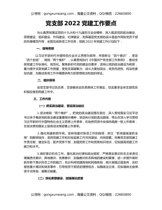 党支部2022党建工作要点