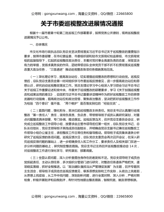 关于市委巡视整改进展情况通报