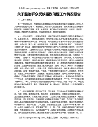 关于整治群众反映强烈问题工作情况报告