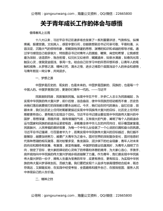 关于青年成长工作的体会与感悟