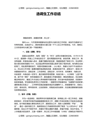 选调生工作总结