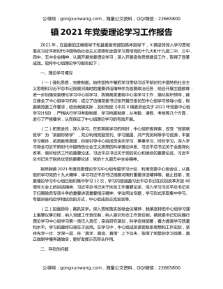 镇2021年党委理论学习工作报告