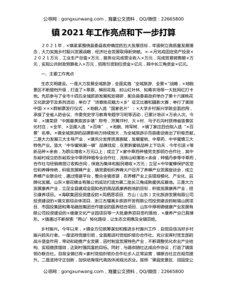 镇2021年工作亮点和下一步打算