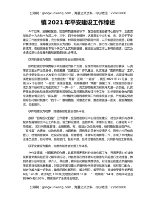 镇2021年平安建设工作综述
