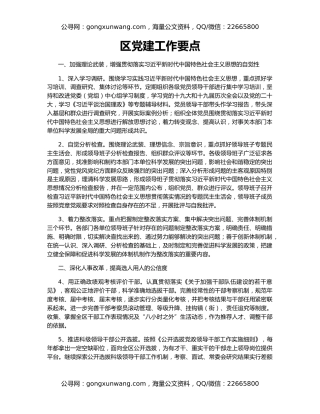 区党建工作要点