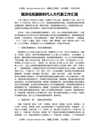 镇深化拓展新时代人大代表工作汇报