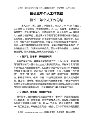 镇长三年个人工作总结
