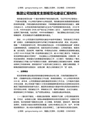 集团公司加强党支部规范化建设汇报材料