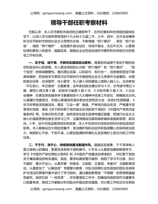 领导干部任职考察材料