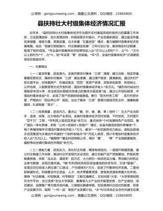 县扶持壮大村级集体经济情况汇报