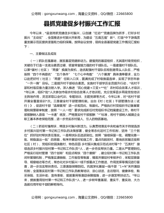 县抓党建促乡村振兴工作汇报