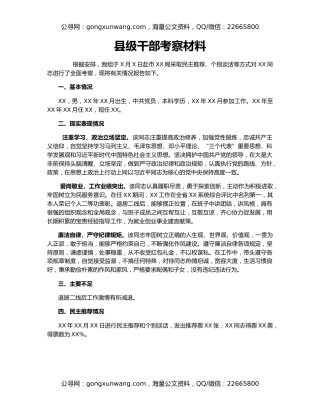 县级干部考察材料