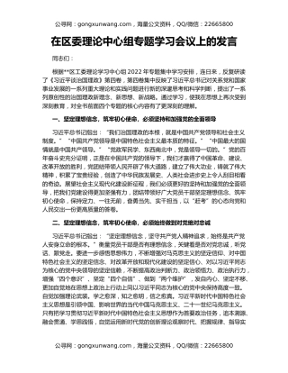 在区委理论中心组专题学习会议上的发言