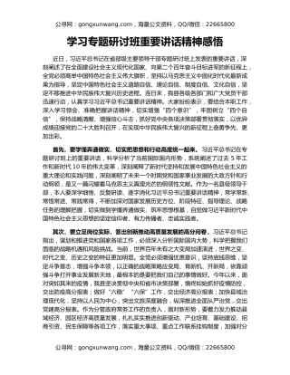 学习专题研讨班重要讲话精神感悟