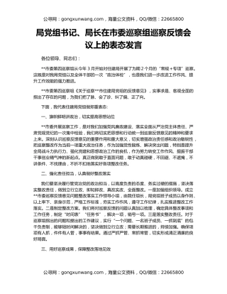 局党组书记、局长在市委巡察组巡察反馈会议上的表态发言