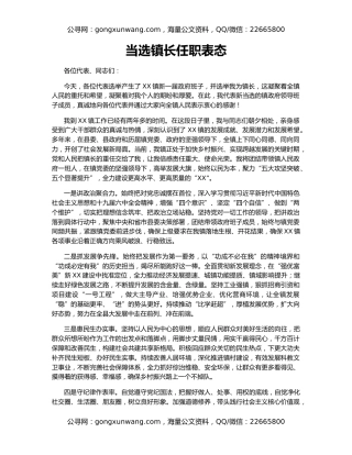 当选镇长任职表态
