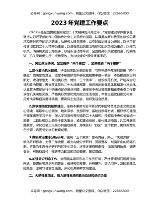 2023年党建工作要点