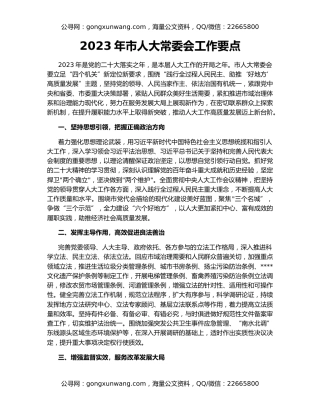 2023年市人大常委会工作要点