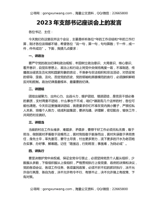 2023年支部书记座谈会上的发言