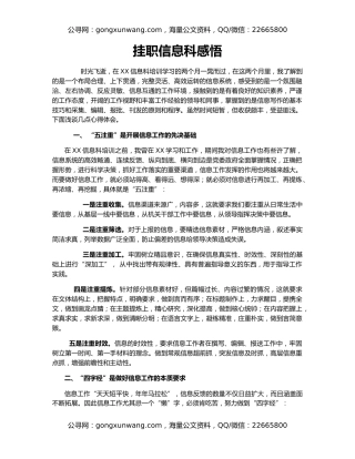 挂职信息科感悟