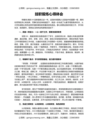 挂职锻炼心得体会