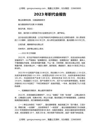2023年职代会报告
