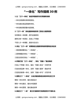 “一体化”写作提纲30例