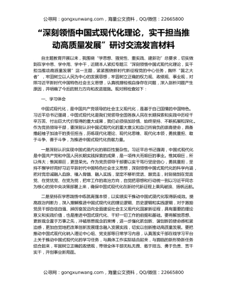 “深刻领悟中国式现代化理论，实干担当推动高质量发展”研讨交流发言材料