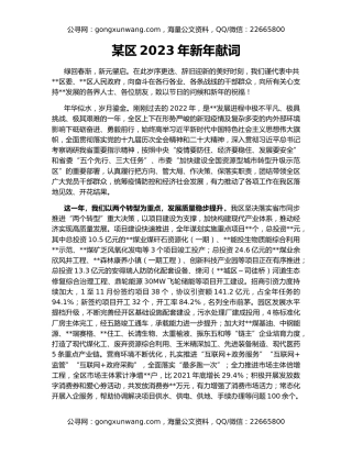 某区2023年新年献词