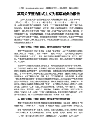 某局关于整治形式主义为基层减负的报告