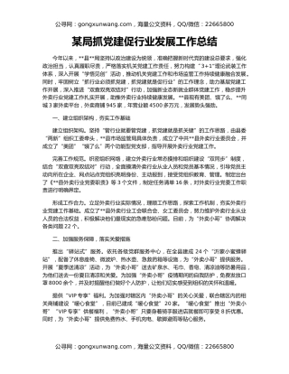 某局抓党建促行业发展工作总结