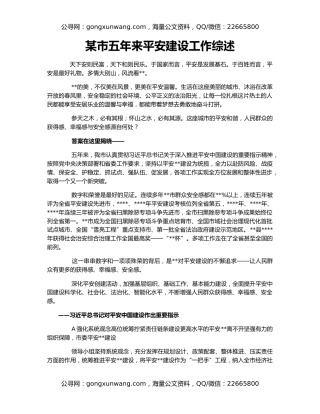 某市五年来平安建设工作综述