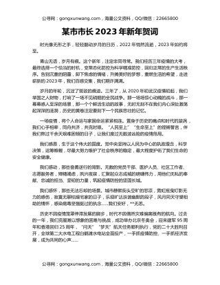 某市市长2023年新年贺词