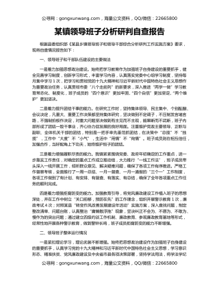 某镇领导班子分析研判自查报告