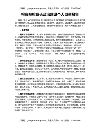 检察院检察长政治建设个人自查报告