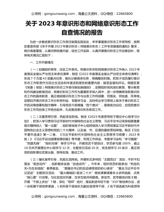 关于2023年意识形态和网络意识形态工作自查情况的报告