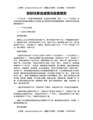 目标任务完成情况自查报告