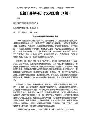 区管干部学习研讨交流汇编（3篇）