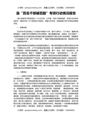 县“百名干部破百题”专项行动情况报告
