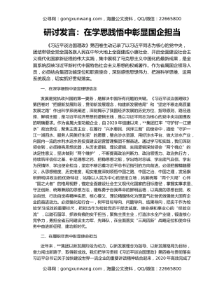 研讨发言：在学思践悟中彰显国企担当