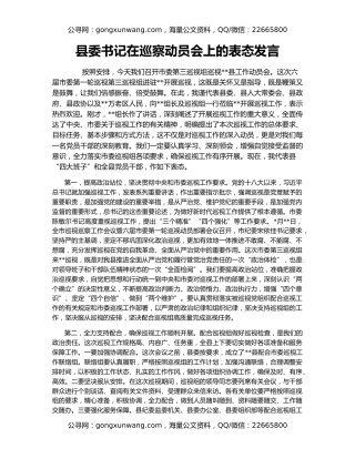 县委书记在巡察动员会上的表态发言