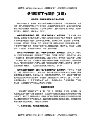 参加巡察工作感悟（3篇）