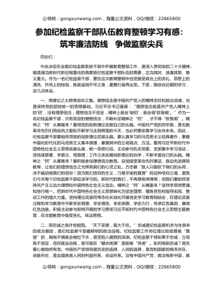 参加纪检监察干部队伍教育整顿学习有感：筑牢廉洁防线   争做监察尖兵