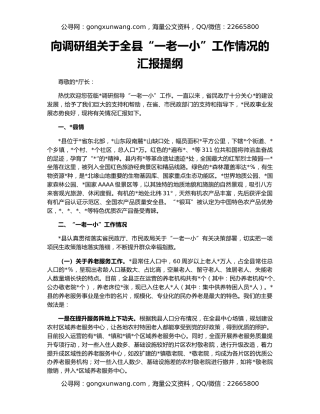 向调研组关于全县“一老一小”工作情况的汇报提纲