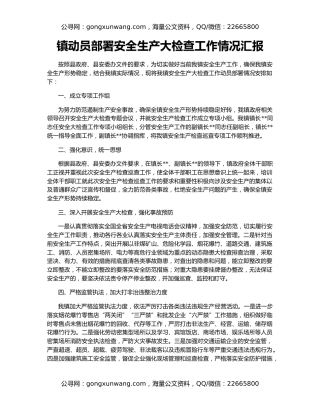 镇动员部署安全生产大检查工作情况汇报