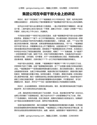 集团公司在中层干部大会上的讲话