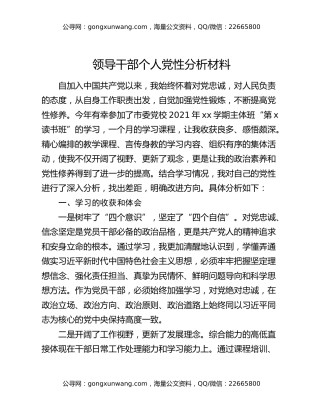 领导干部个人党性分析材料