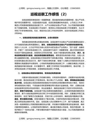 巡视巡察工作感悟（2）